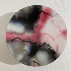 Suzanne Chudnoff Glass Round Bottom Bowl Pink Black Gray And White